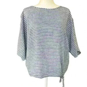Blue and White Striped Linen Top Size XL​